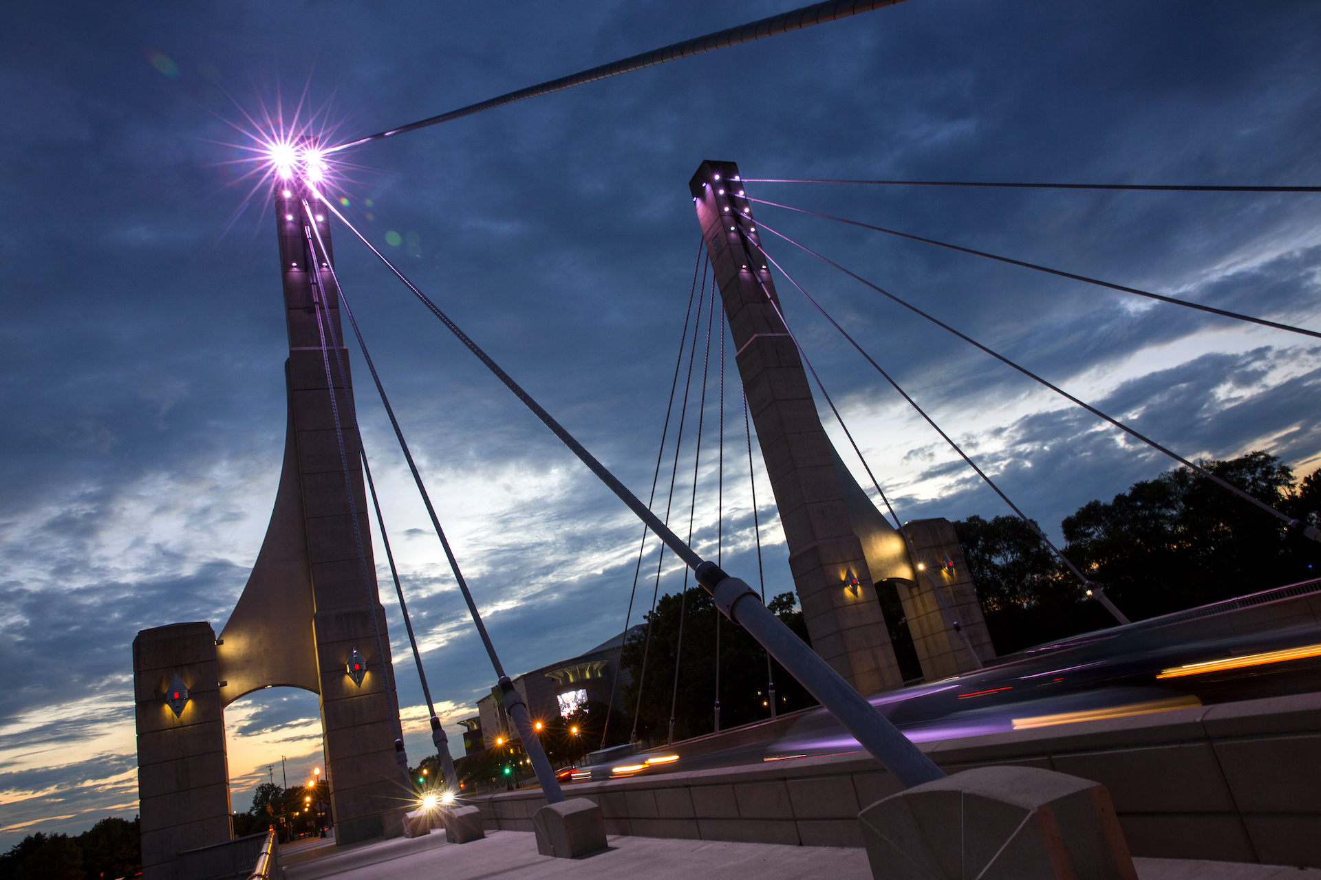 Picture of Lane Avenue Bridge at night.