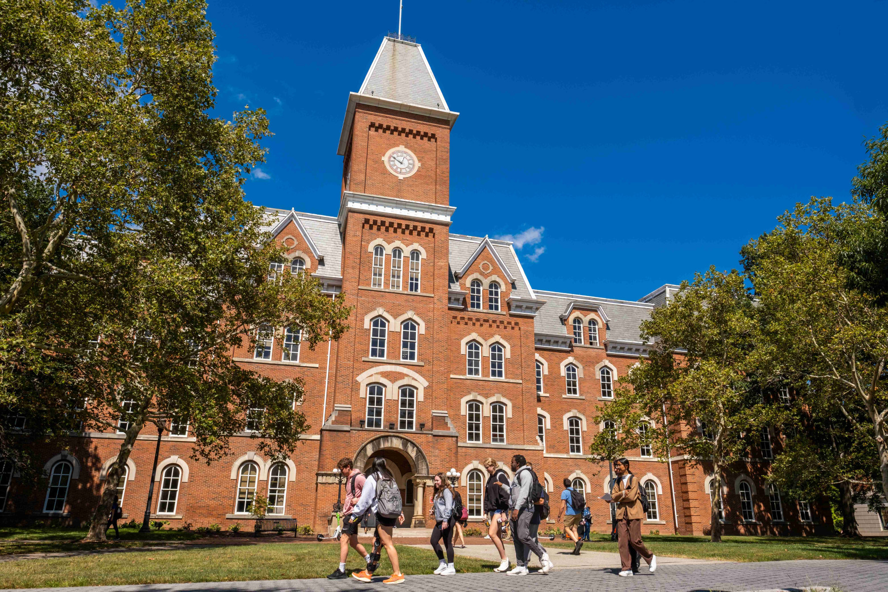 Students walk across campus during the fall semester.