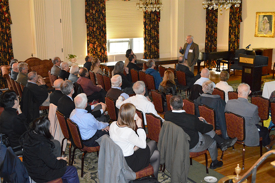 Picture of the an Emeritus Academy Lecture, in-person at the Faculty Club.