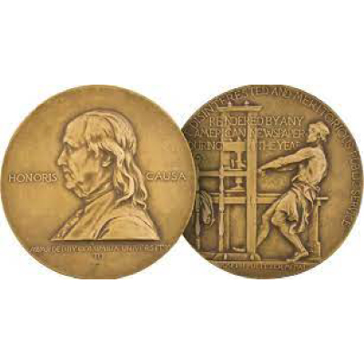 Pulitzer Prize coin, front and back.