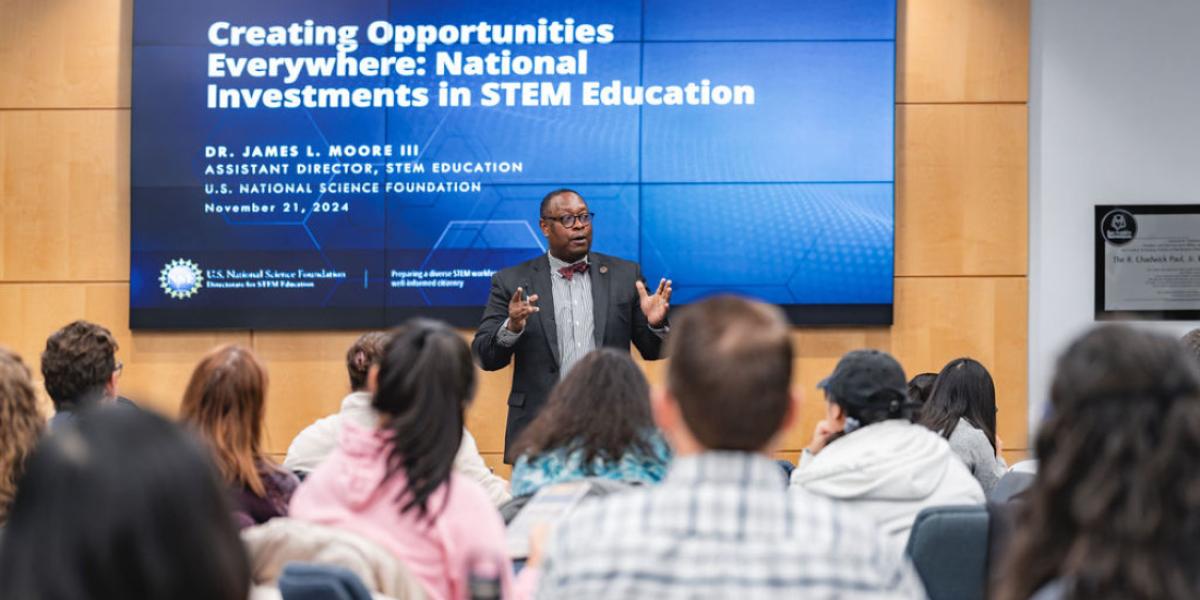 James Moore III presenting to a group