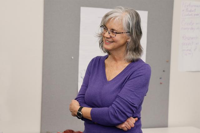 Caroline Clark in a classroom